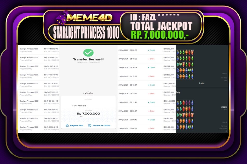 Bukti Jp MEME4D Slot Online 30 April 2025