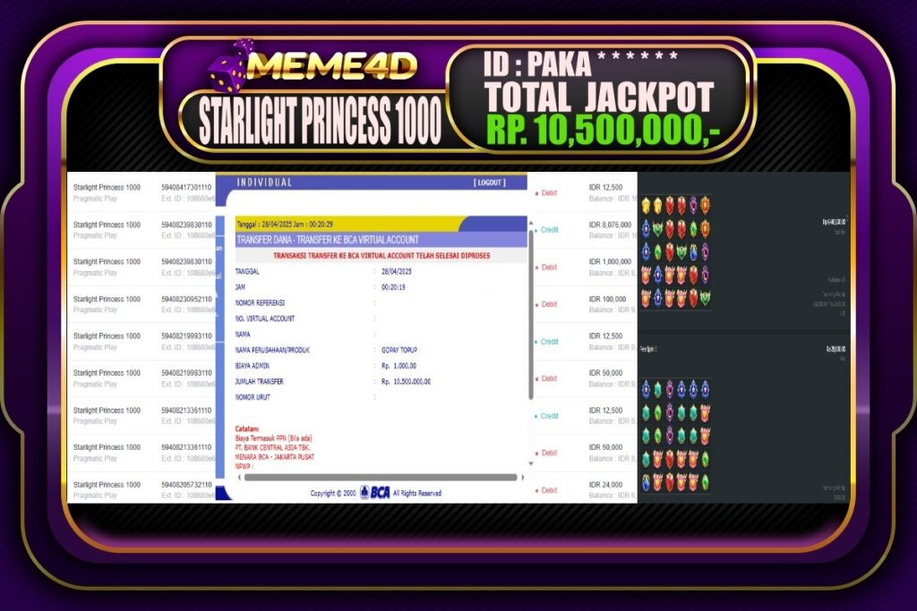 Bukti Jp MEME4D Slot Online 28 April 2025