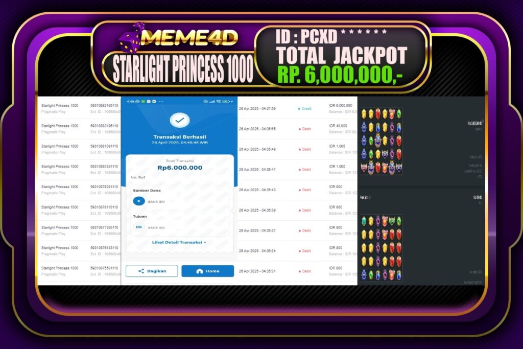 Bukti Jp MEME4D Slot Online 26 April 2025