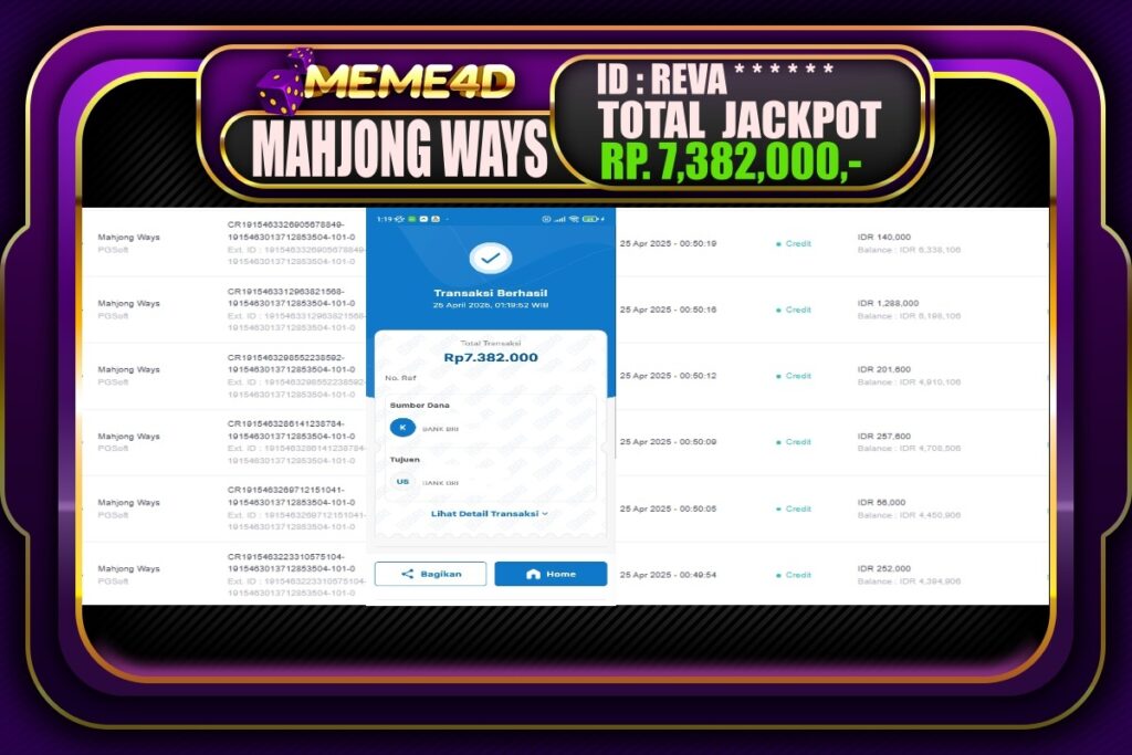 Bukti Jp MEME4D Slot Online 25 April 2025