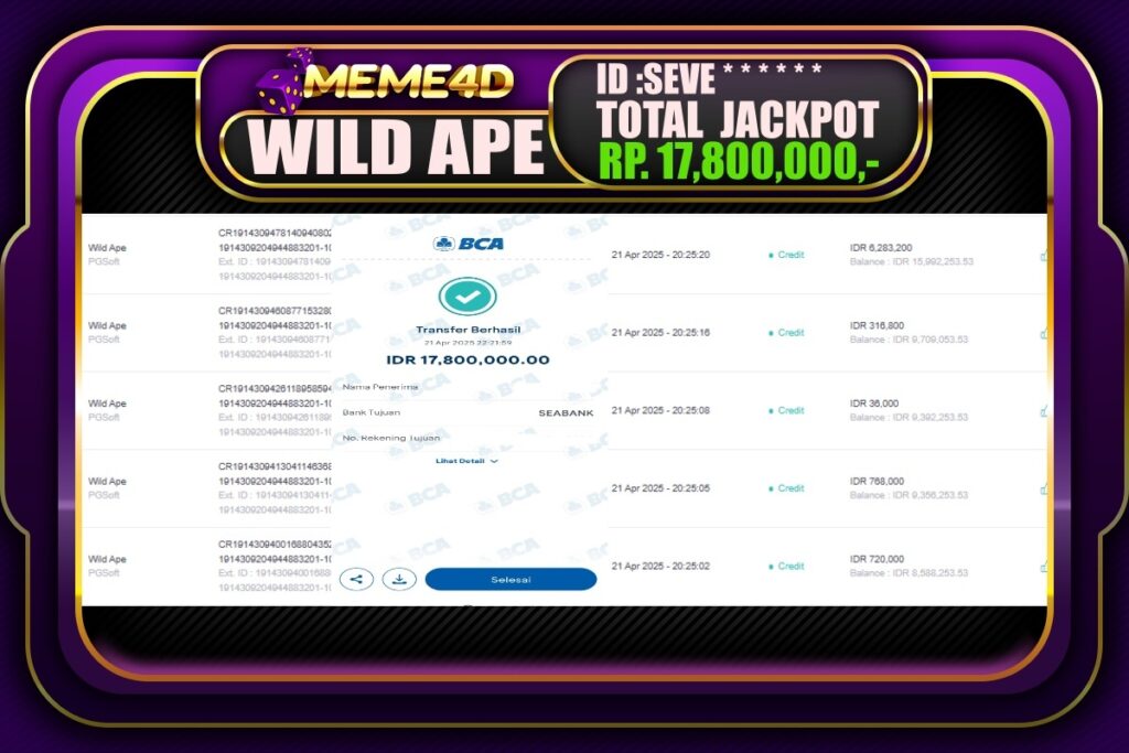 Bukti Jp MEME4D Slot Online 22 April 2025