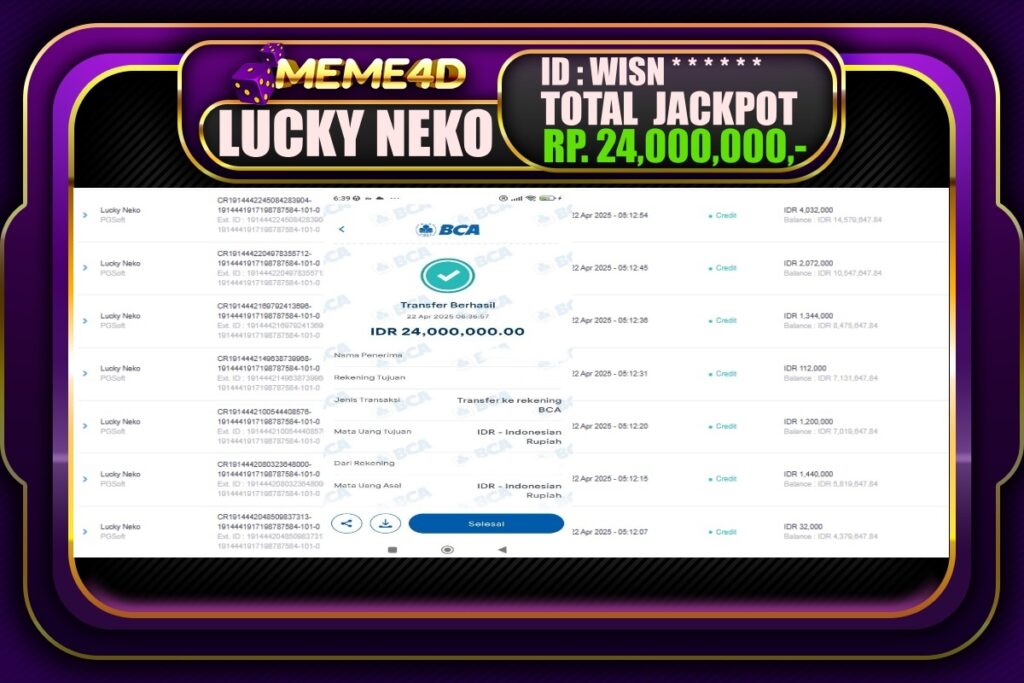 Bukti Jp MEME4D Slot Online 22 April 2025