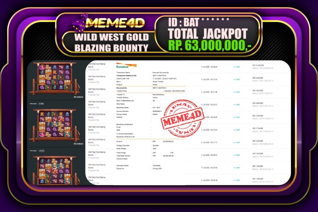 Bukti Jp MEME4D Slot Online 12 Juli 2025