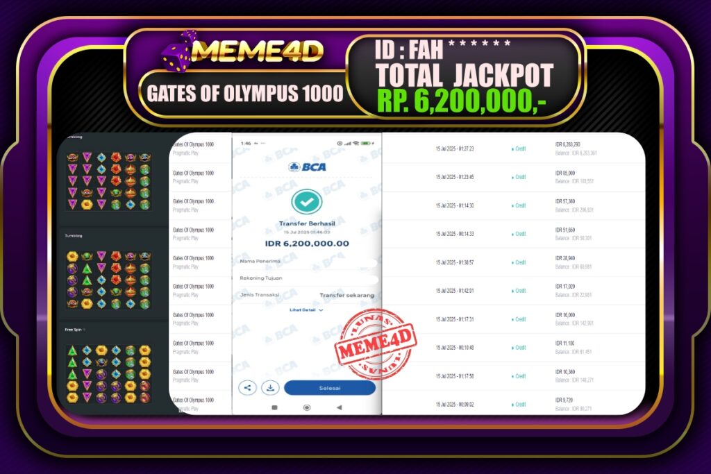 Bukti Jp MEME4D Slot Online 15 Juli 2025