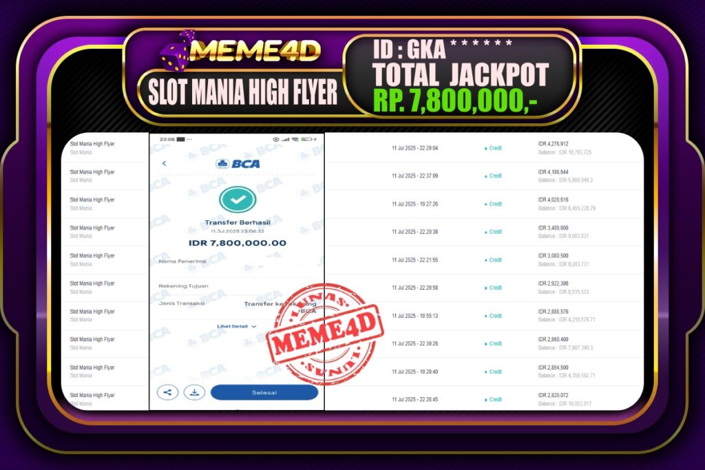 Bukti Jp MEME4D Slot Online 12 Juli 2025