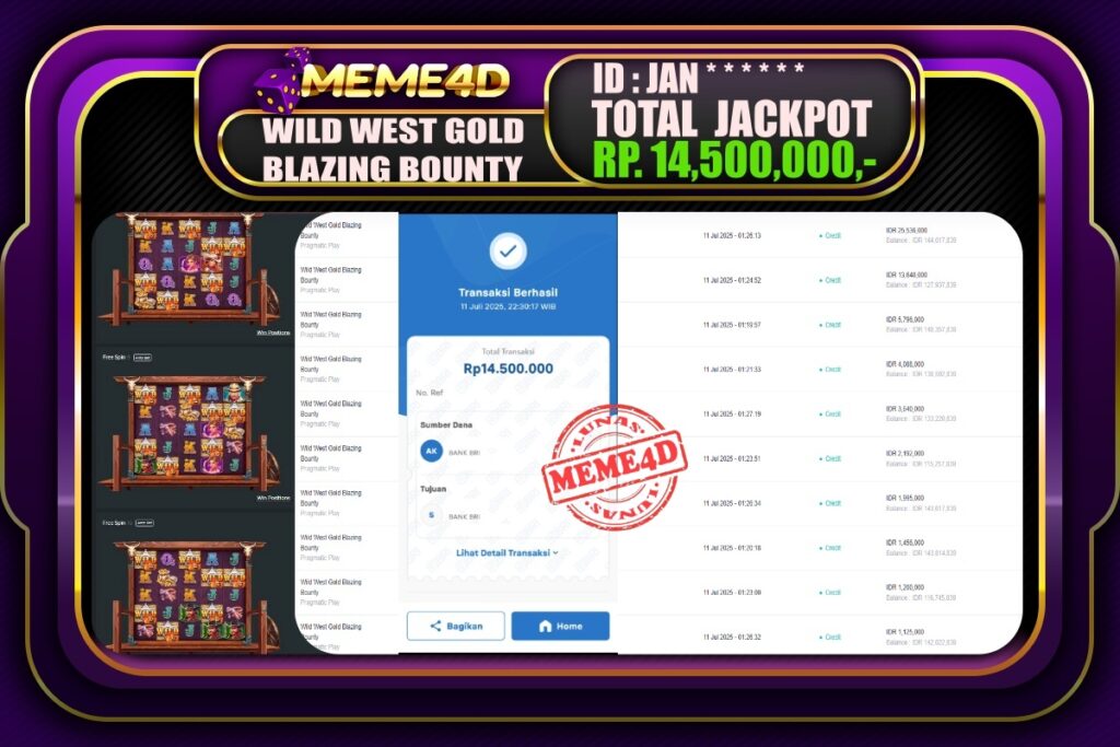 Bukti Jp MEME4D Slot Online 12 Juli 2025