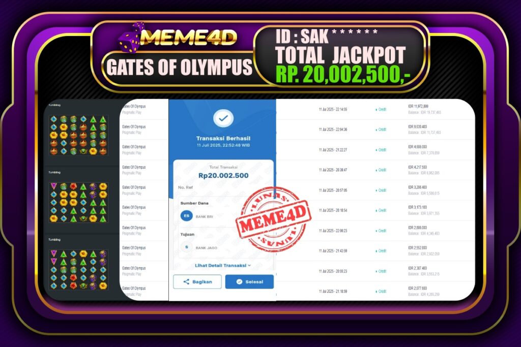 Bukti Jp MEME4D Slot Online 12 Juli 2025