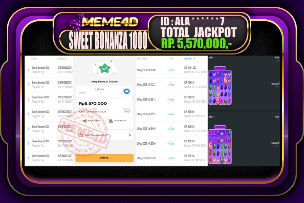 Bukti Jp MEME4D Slot Online 28 Agustus 2025
