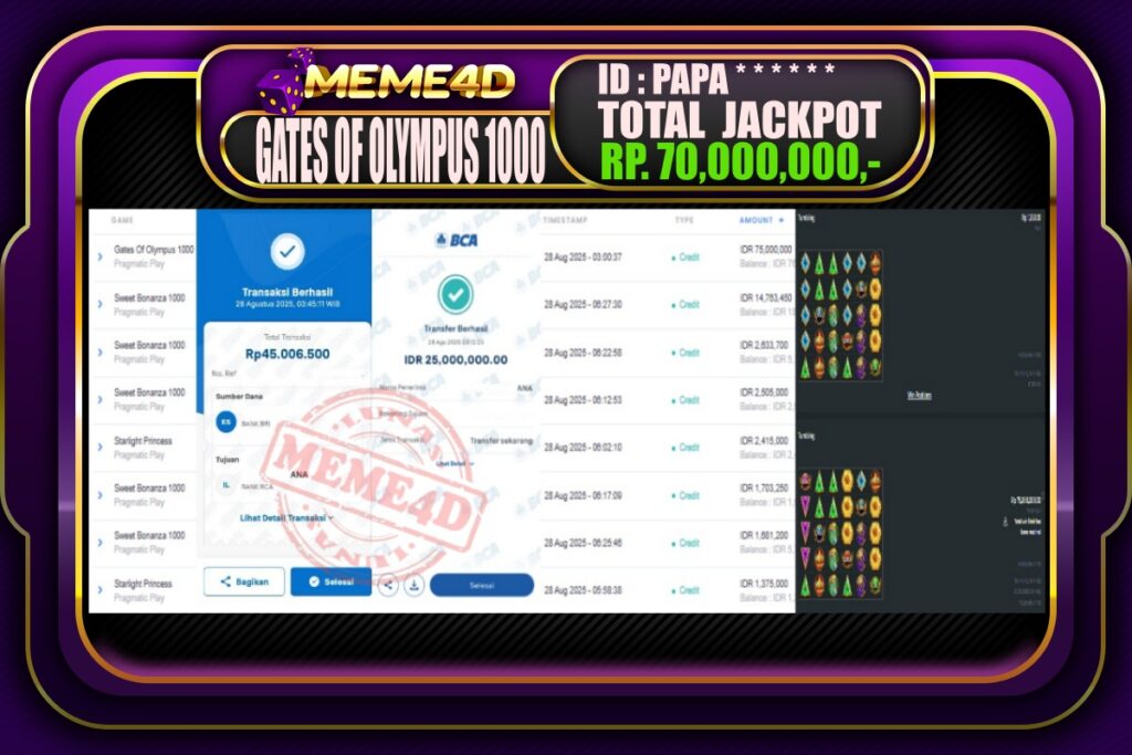 Bukti Jp MEME4D Slot Online 28 Agustus 2025