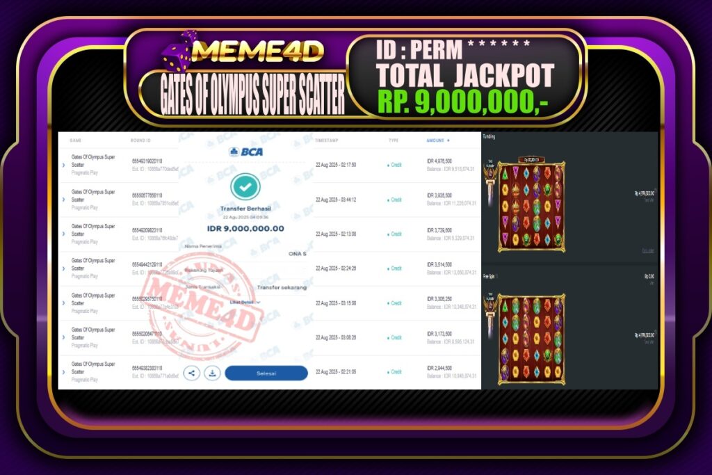 Bukti Jp MEME4D Slot Online 22 Agustus 2025