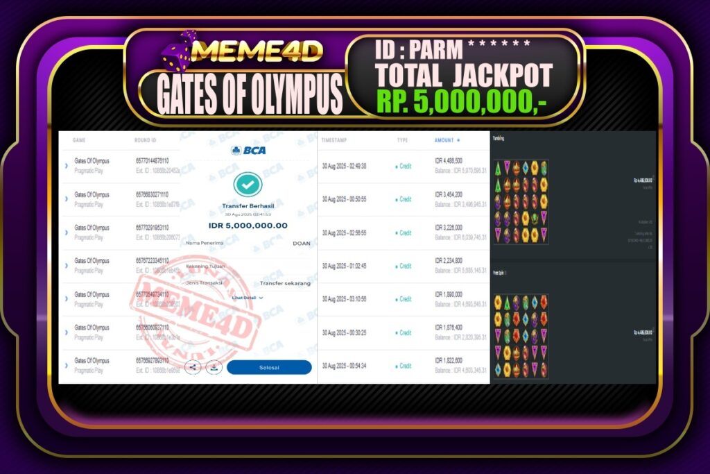 Bukti Jp MEME4D Slot Online 30 Agustus 2025