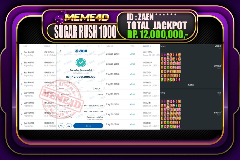 Bukti Jp MEME4D Slot Online 23 Agustus 2025