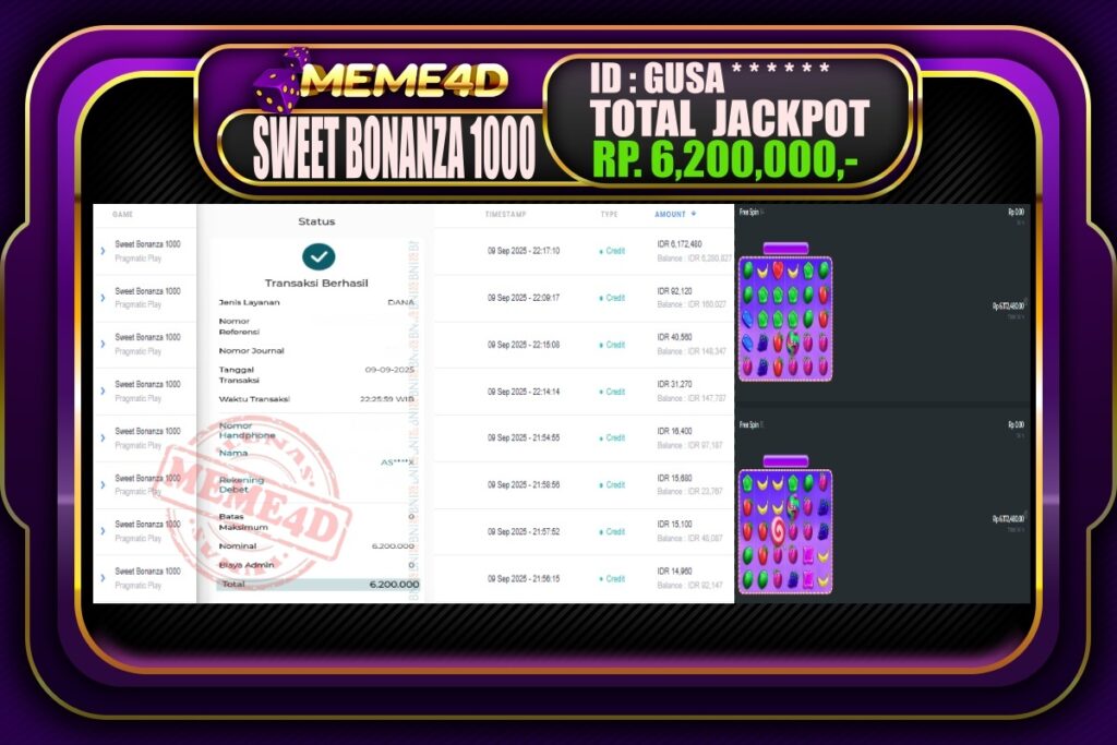 Bukti Jp MEME4D Slot Online 10 September 2025