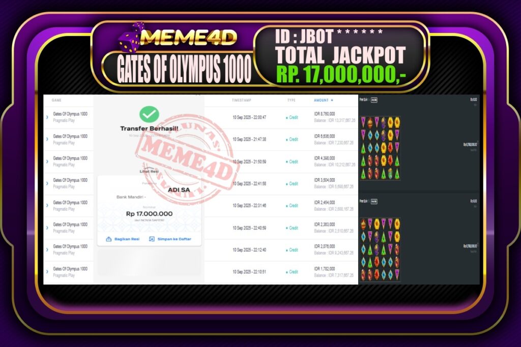 Bukti Jp MEME4D Slot Online 11 September 2025