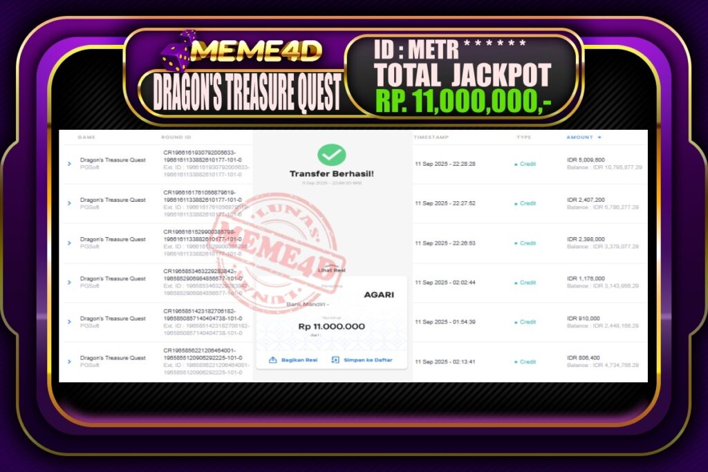 Bukti Jp MEME4D Slot Online 12 September 2025
