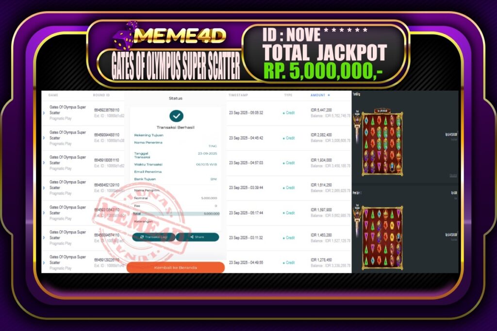 Bukti Jp MEME4D Slot Online 23 September 2025