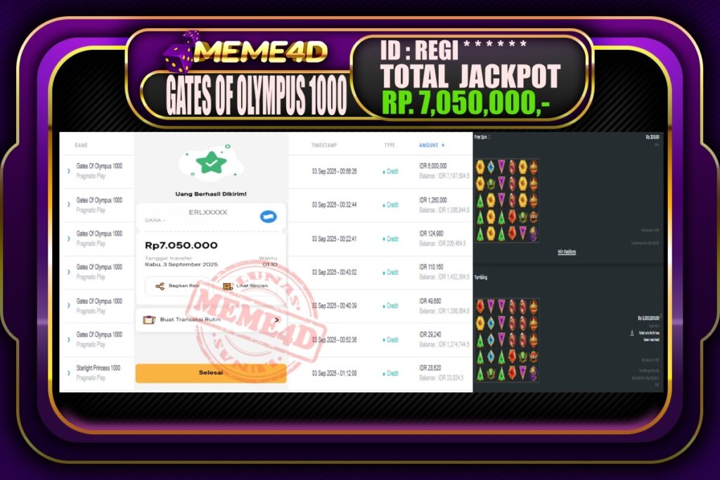 Bukti Jp MEME4D Slot Online 03 September 2025