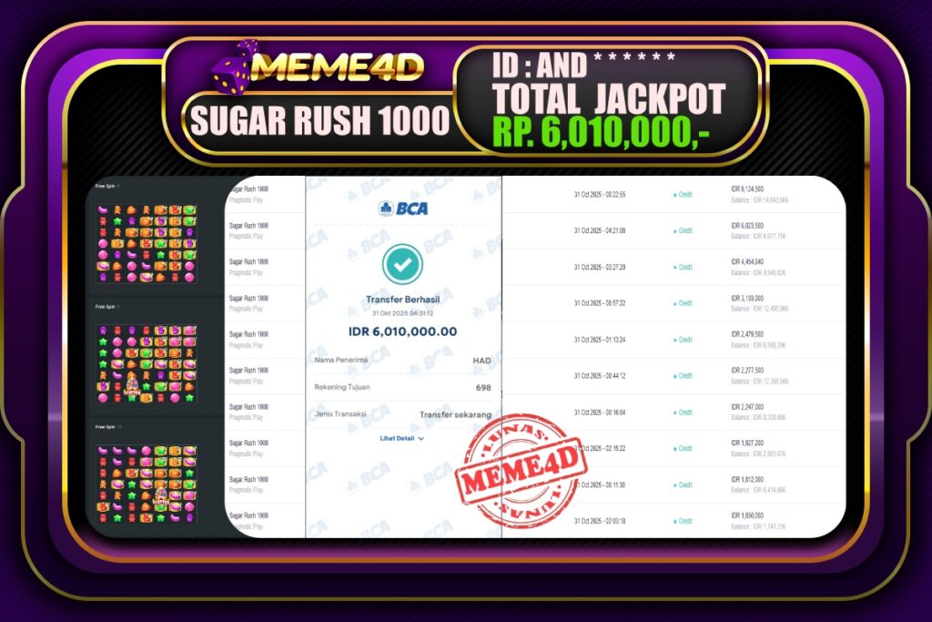 Bukti Jp MEME4D Slot Online 31 Oktober 2025