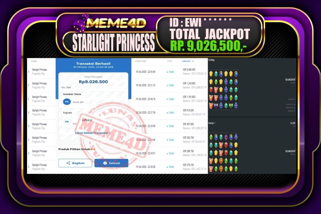 Bukti Jp MEME4D Slot Online 17 Oktober 2025