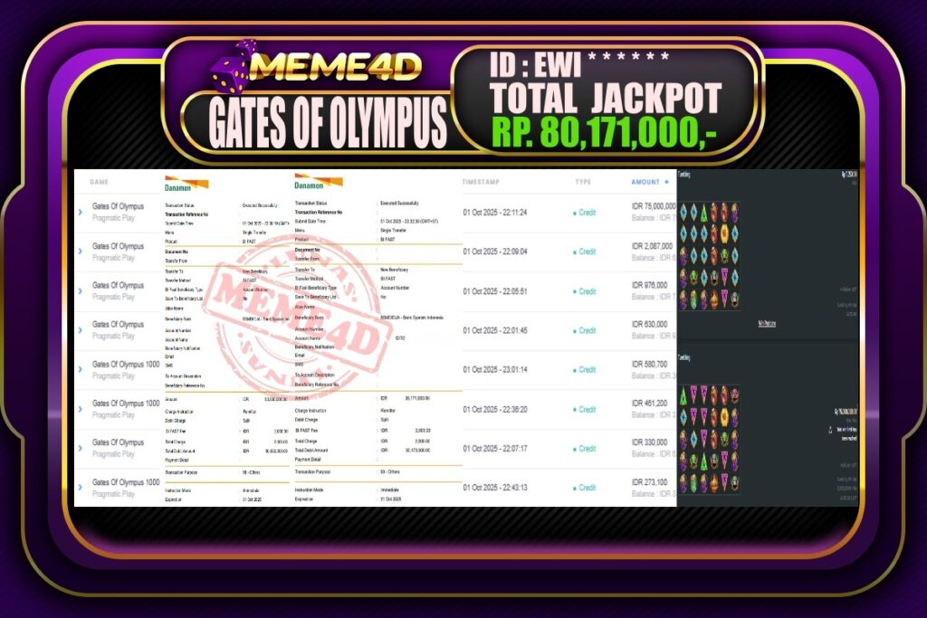 Bukti Jp MEME4D Slot Online 02 Oktober 2025