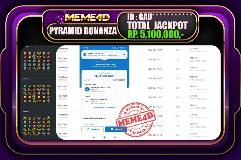 Bukti Jp MEME4D Slot Online 28 Oktober 2025