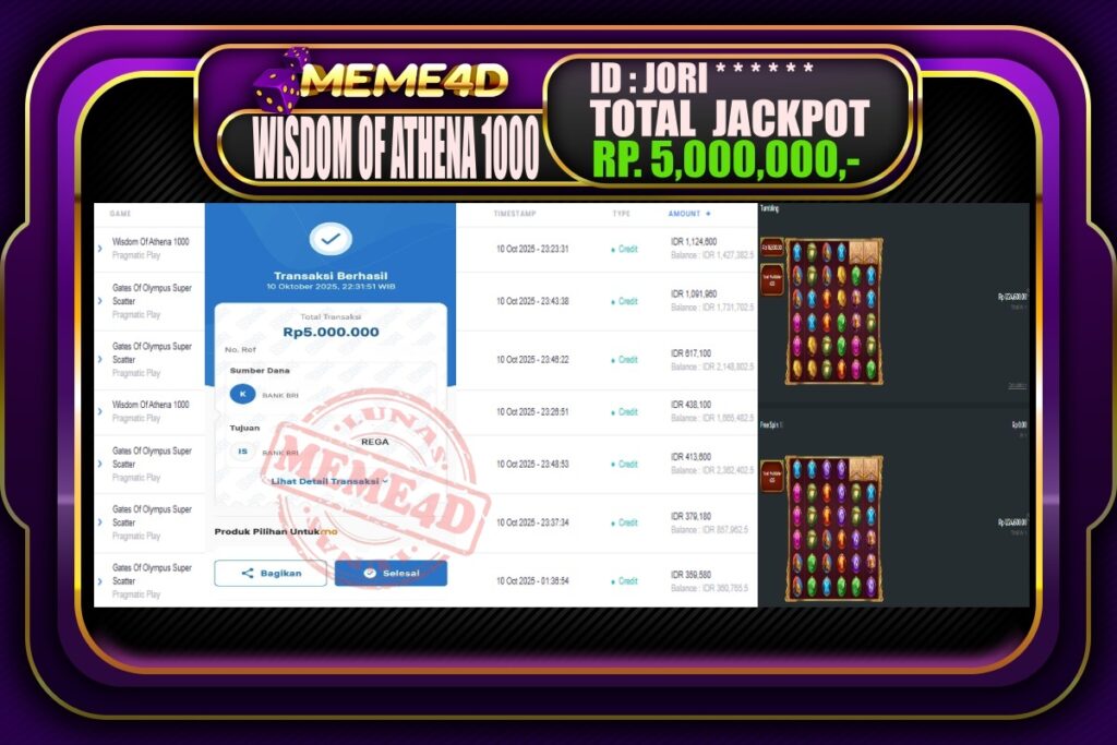 Bukti Jp MEME4D Slot Online 11 Oktober 2025