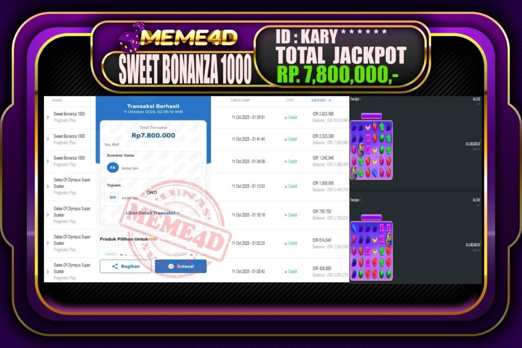 Bukti Jp MEME4D Slot Online 11 Oktober 2025