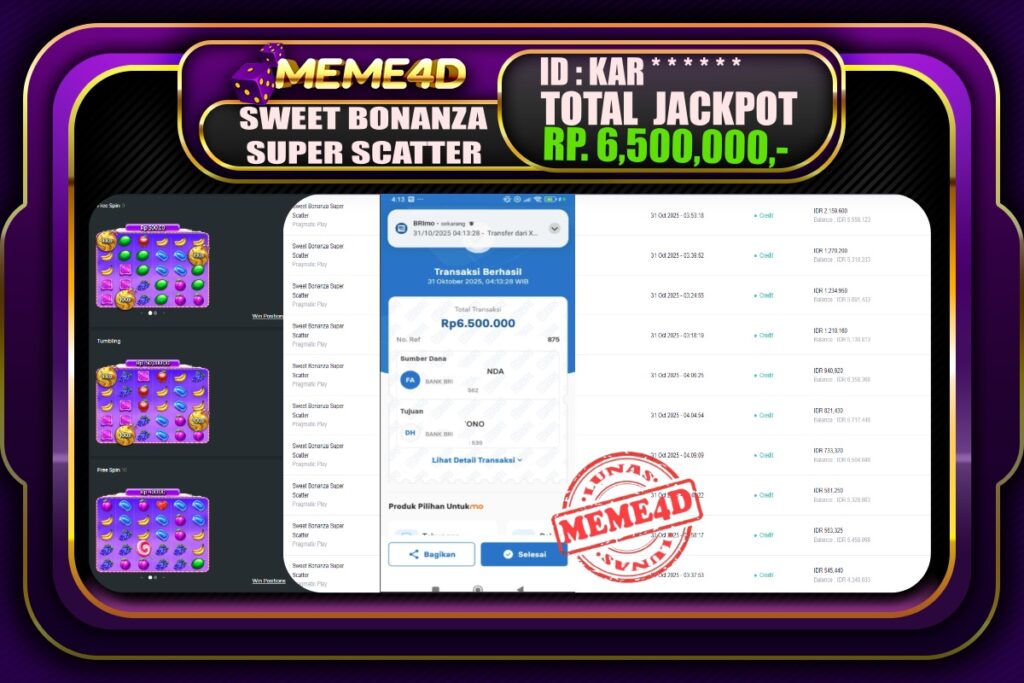 Bukti Jp MEME4D Slot Online 31 Oktober 2025