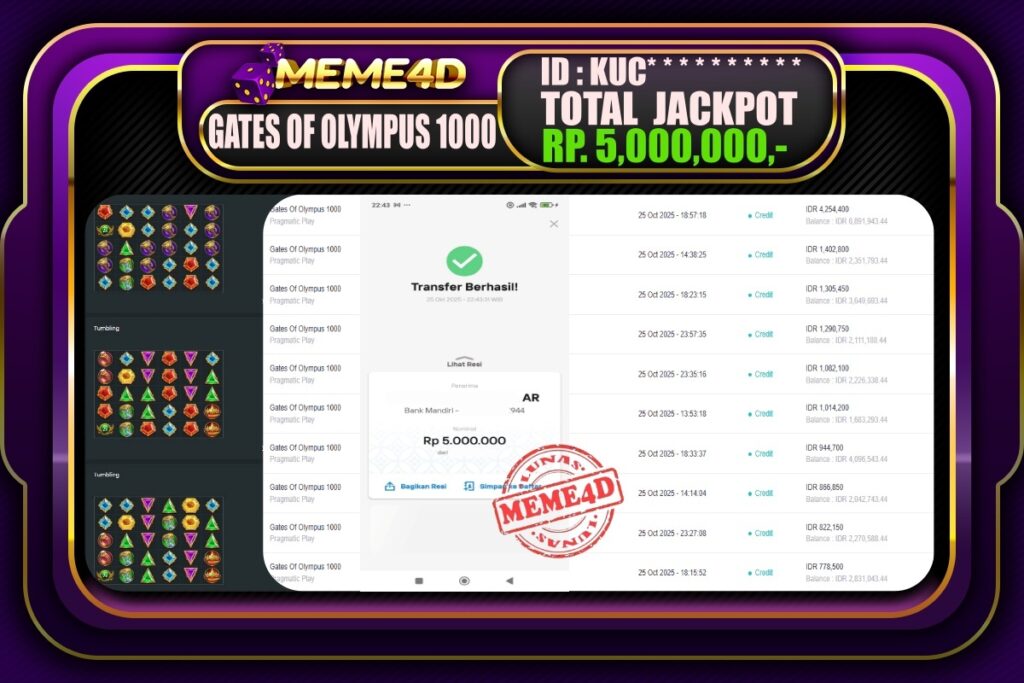 Bukti Jp MEME4D Slot Online 26 Oktober 2025