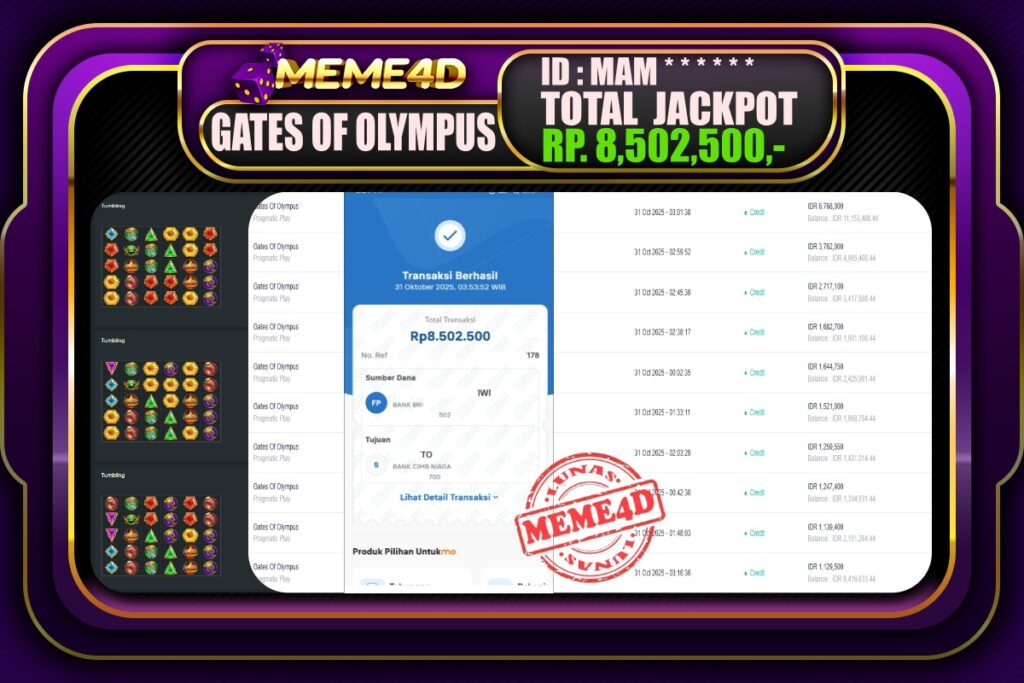 Bukti Jp MEME4D Slot Online 31 Oktober 2025