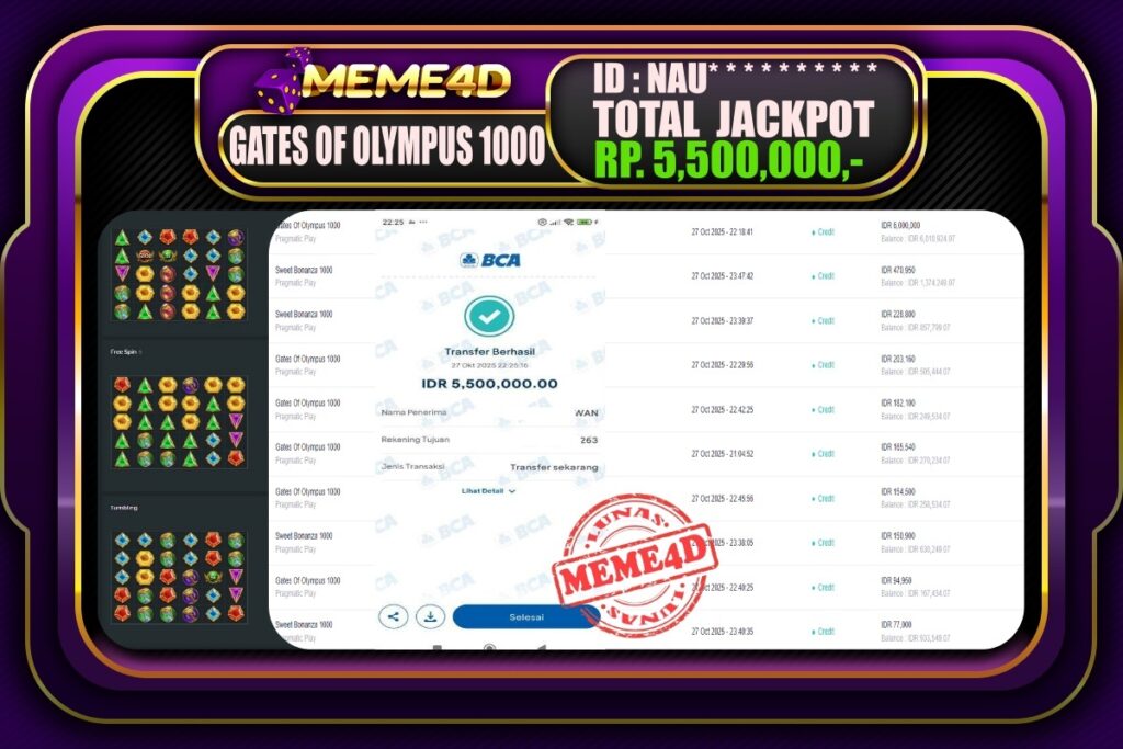 Bukti Jp MEME4D Slot Online 28 Oktober 2025