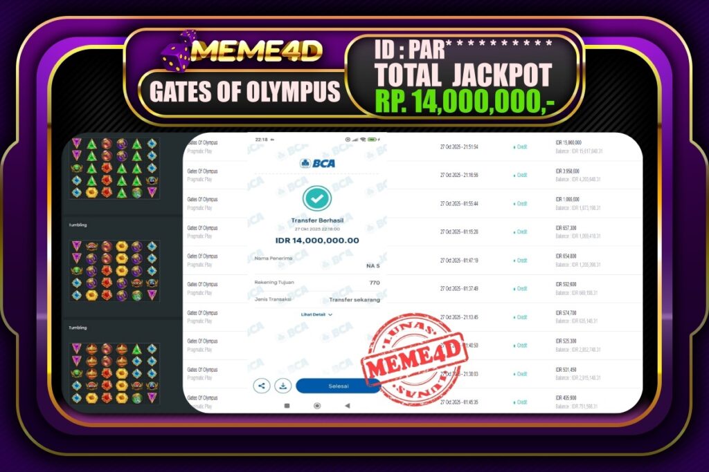 Bukti Jp MEME4D Slot Online 28 Oktober 2025