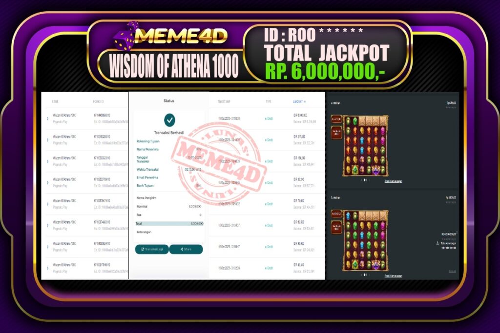 Bukti Jp MEME4D Slot Online 15 Oktober 2025