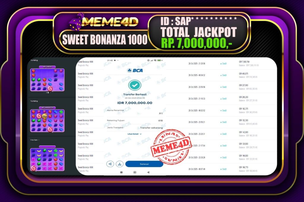 Bukti Jp MEME4D Slot Online 29 Oktober 2025