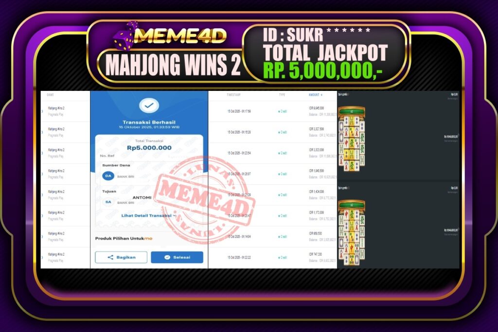 Bukti Jp MEME4D Slot Online 15 Oktober 2025