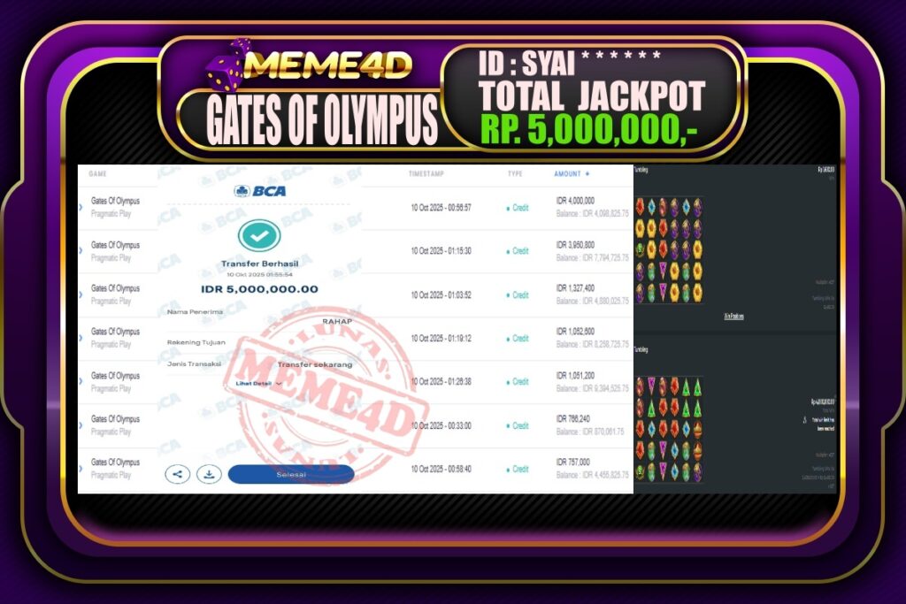 Bukti Jp MEME4D Slot Online 10 Oktober 2025