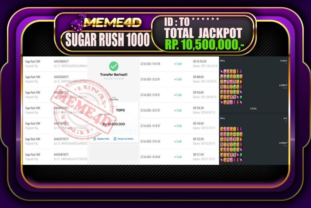 Bukti Jp MEME4D Slot Online 22 Oktober 2025