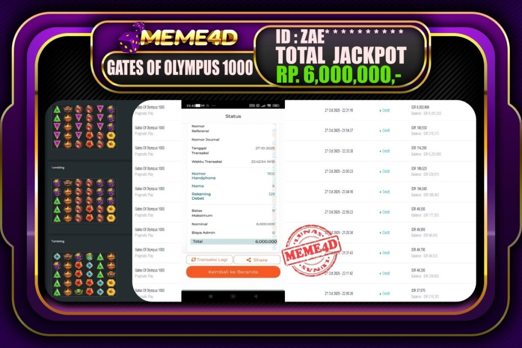 Bukti Jp MEME4D Slot Online 28 Oktober 2025