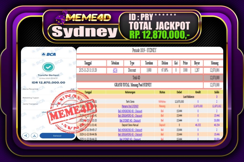 Bukti Jp MEME4D Togel Online 24 November 2025