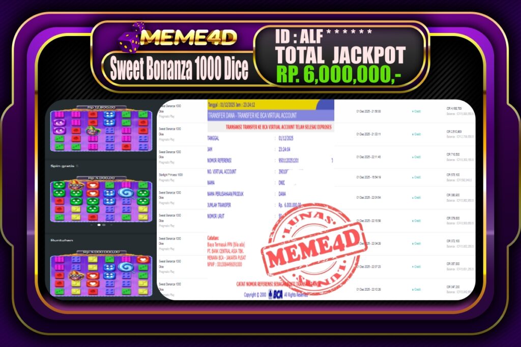 Bukti Jp MEME4D Slot Online 02 Desember 2025