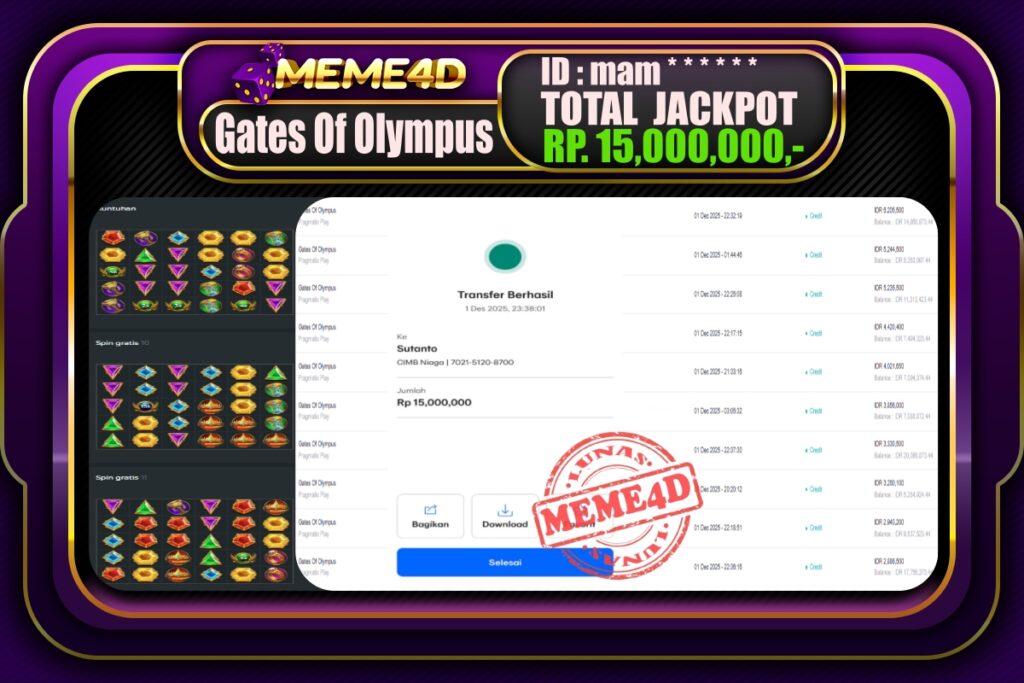 Bukti Jp MEME4D Slot Online 02 Desember 2025