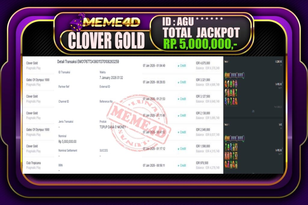 Bukti Jp MEME4D Slot Online 07 Januari 2026