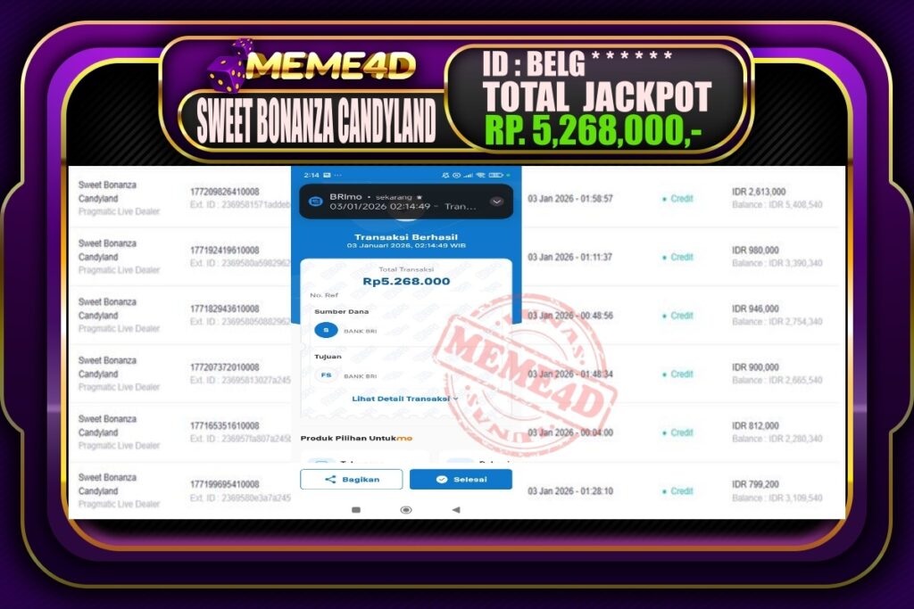 Bukti Jp MEME4D Casino Online 03 Januari 2026