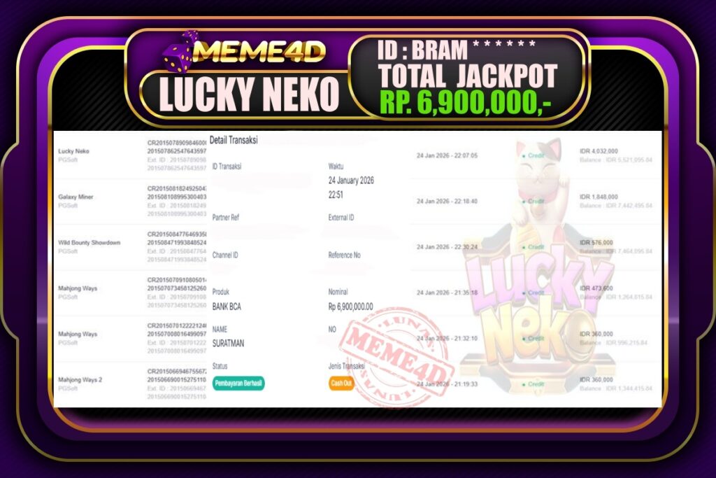 Bukti Jp MEME4D Slot Online 25 Januari 2026