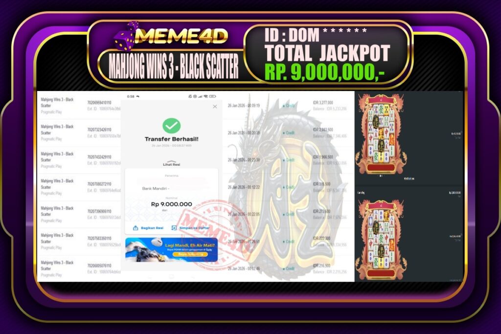 Bukti Jp MEME4D Slot Online 26 Januari 2026