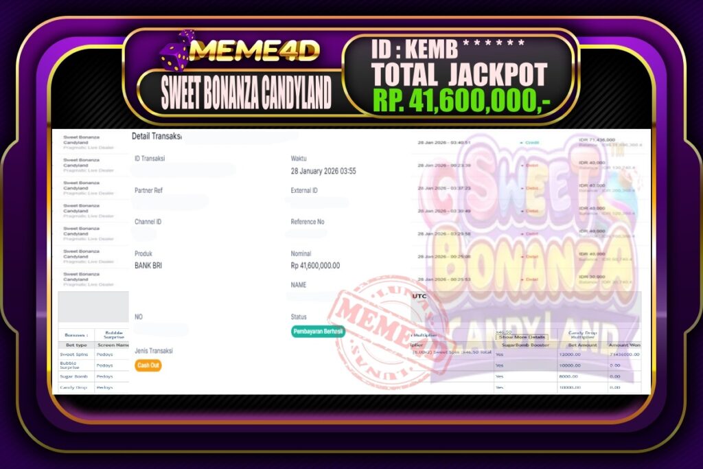 Bukti Jp MEME4D Casino Online 28 Januari 2026