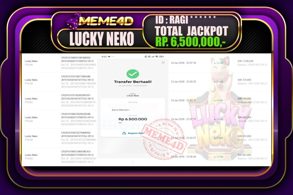 Bukti Jp MEME4D Slot Online 25 Januari 2026