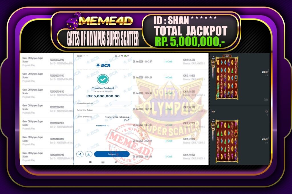 Bukti Jp MEME4D Slot Online 30 Januari 2026