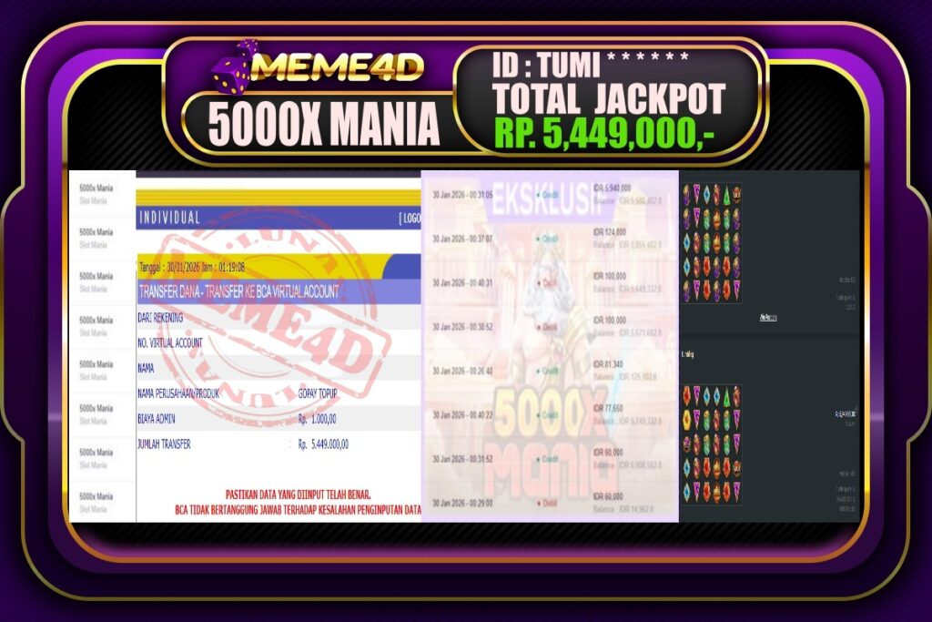 Bukti Jp MEME4D Slot Online 30 Januari 2026