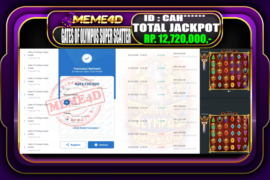 Bukti Jp MEME4D Slot Online 23 February 2026